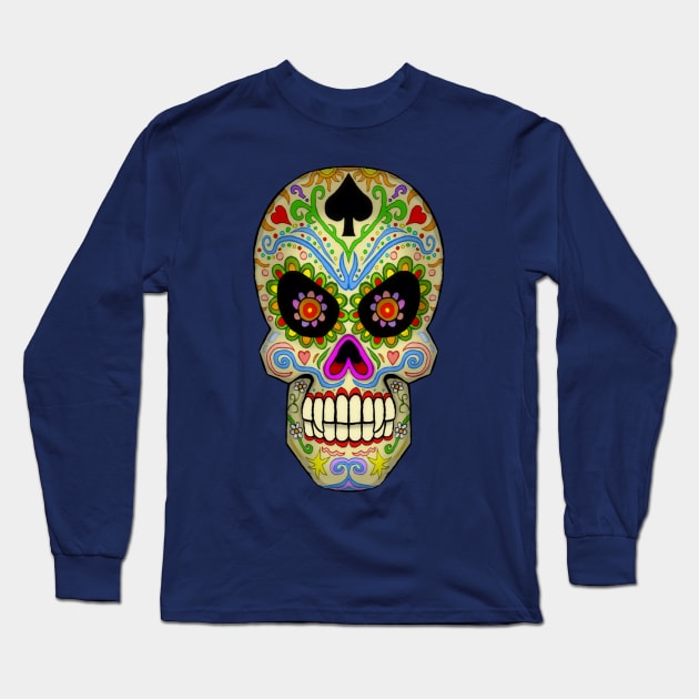 Sugar Skull Long Sleeve T-Shirt by MalcolmKirk